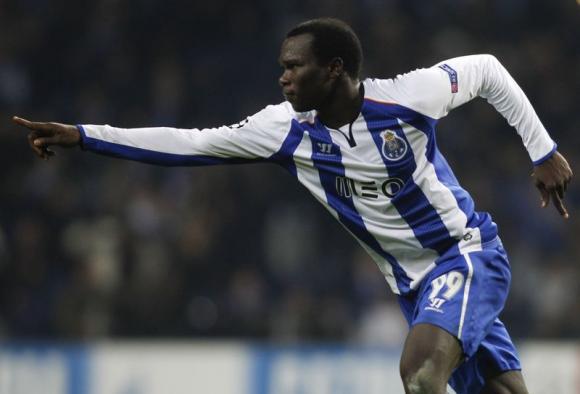 Porto's Aboubakar celebrates his goal against Shakhtar Donetsk during their Champions League soccer match in Porto